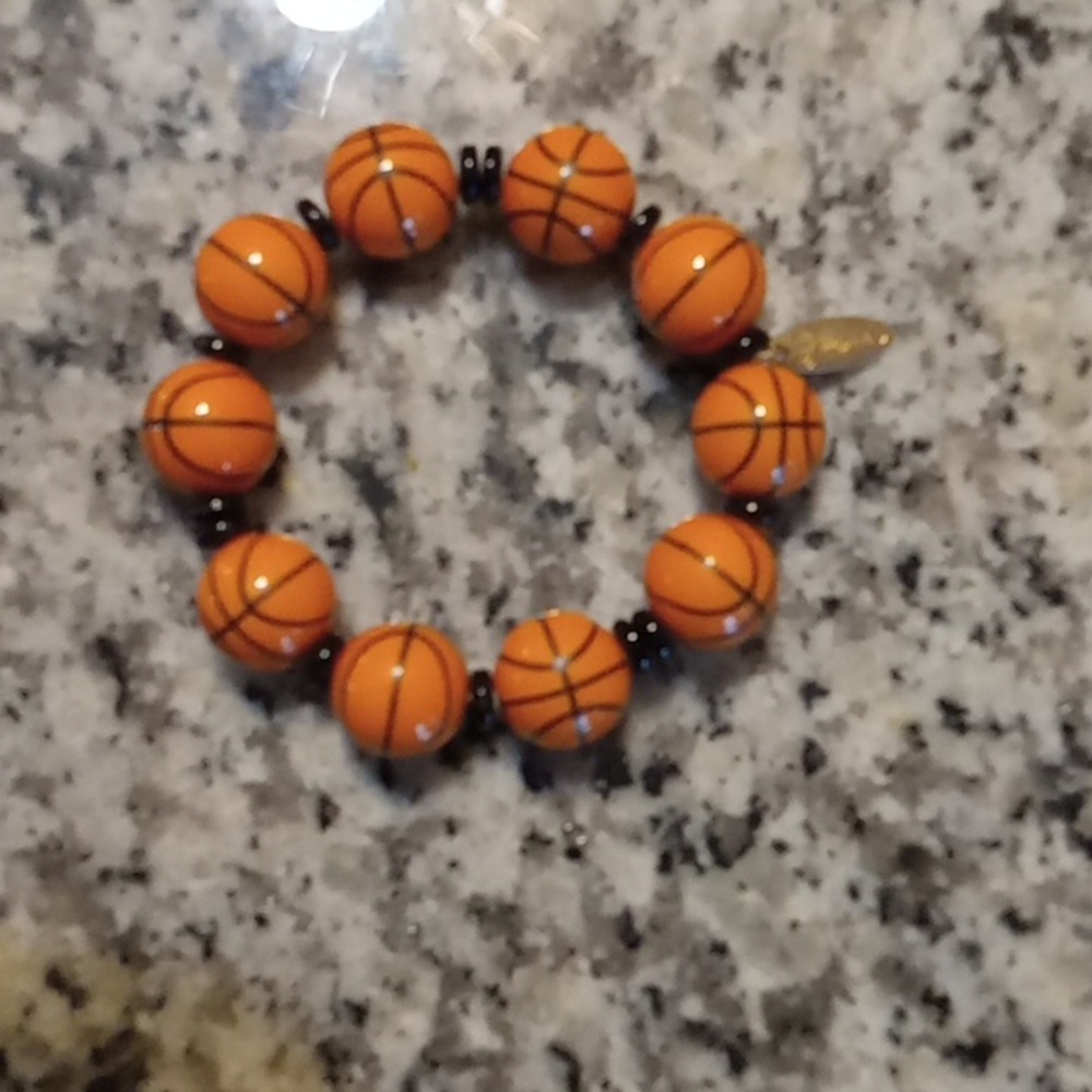 Orange Basketball Bead Vintage Inspired Bracelet - Picture 3 of 3